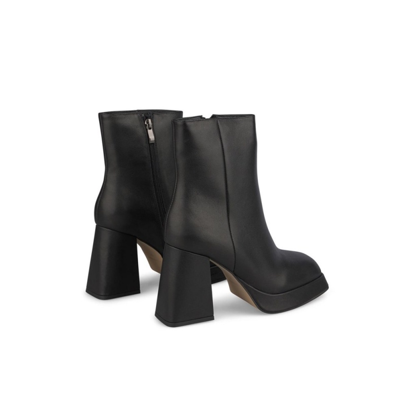 Bottines Alma En Pena Square Embout Cuir Noir Femme | LXI-56300072